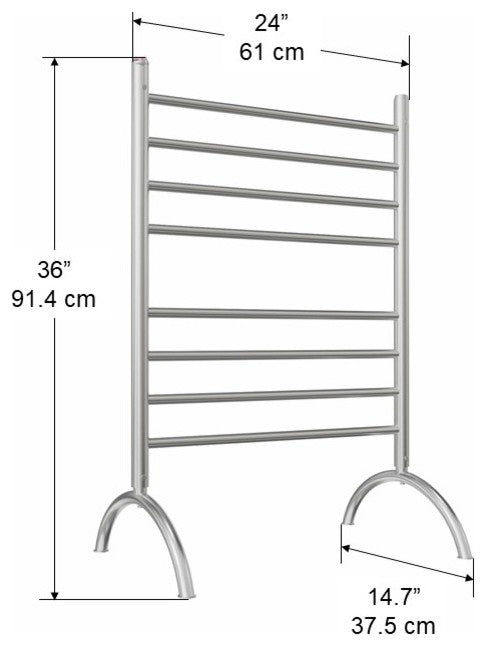Ancona Essentia 8-Bar Freestanding Towel Warmer in Brushed Stainless Steel