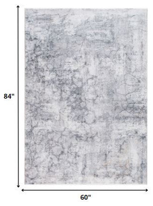 5"x8" Gray Distressed Marble Area Rug