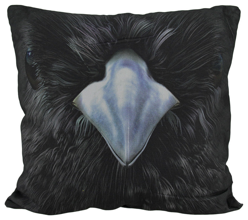 18 in. Black Raven Face Decorative Throw Pillow