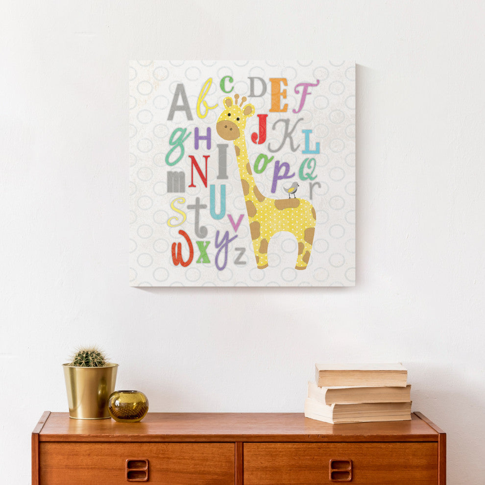 Alphabet Giraffe 16x16 Canvas Wall Art