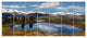 Lake with Pine Trees Reflecting Sky, Landscape Canvas Print, 83"x32", 7 Panels