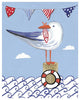 "Coastal Bird II on Blue" Digital Paper Print by Farida Zaman, 30"x37"