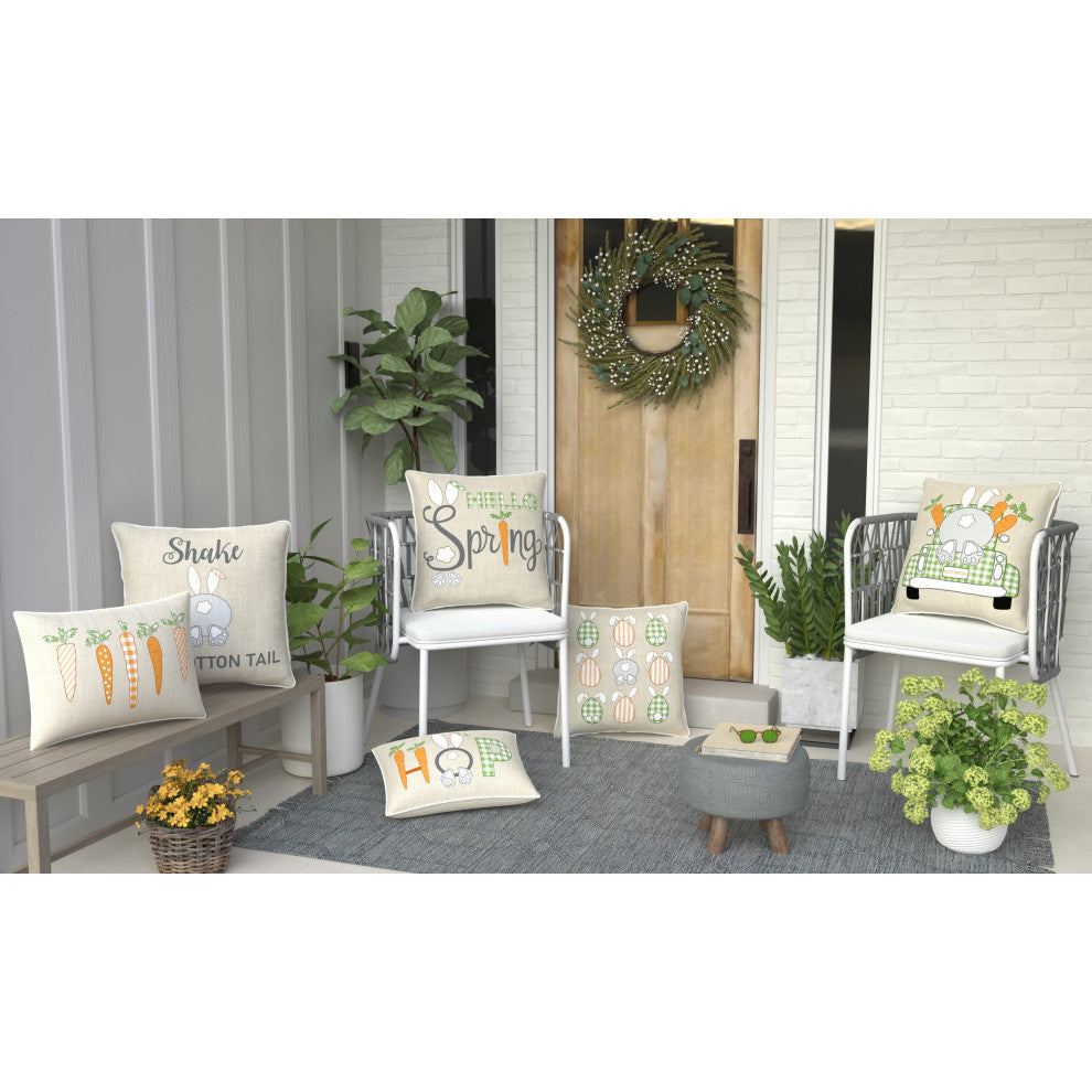 Outdoor/Indoor Easter Hop Natural Rectangular Throw Pillow