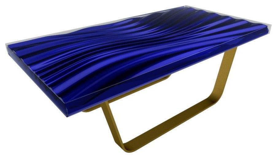 Modern Wave Coffee Table, Red_Metal Profile_Brushed Bronze