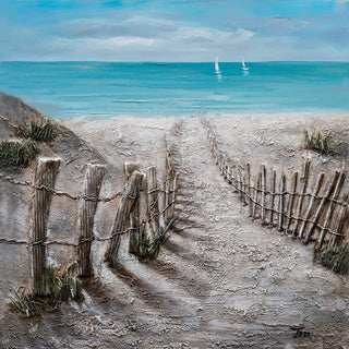 "Summer by the Beach" Hand Painted Canvas Art, 40"x40"