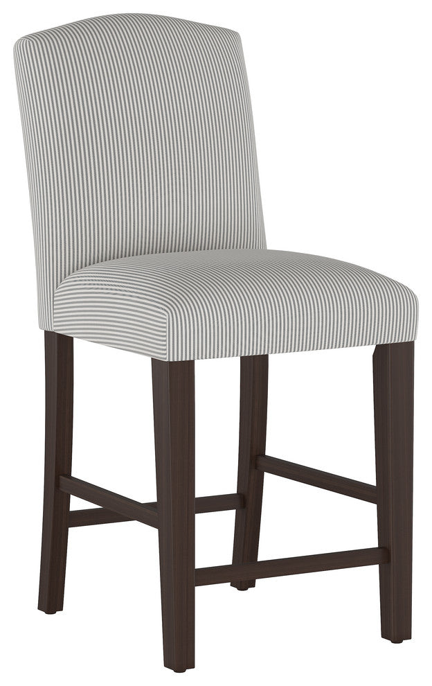 Janet Camel Back Counter Stool, Oxford Stripe Charcoal