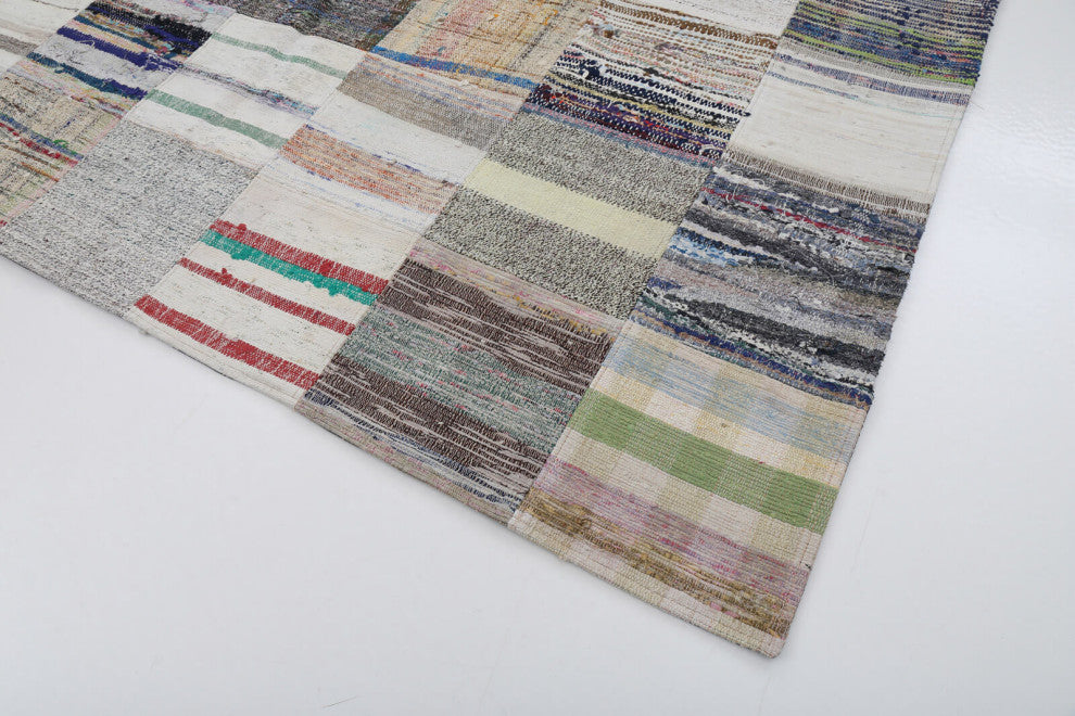 Rug N Carpet - Handmade Turkish 6' 11'' x 9' 10'' Vintage Patchwork Kilim Rug