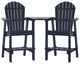 2 Pieces Outdoor Adirondack Chairs with Connecting Tray and Umbrella Hole, Navy