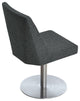 Prisma Round Chair, Bright Stainless Steel Base, Dark Gray Camira Wool