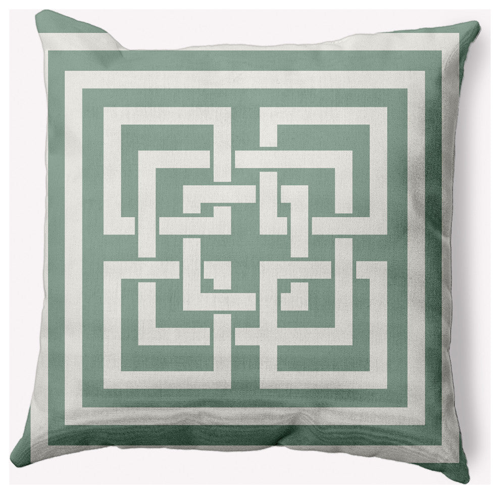 18x18" Greek New Key Nautical Decorative Indoor Pillow, Sage