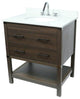 Single Vanity, Dark Gray RG Finish Top With White Engineered Stone And Oval Sink, 31"