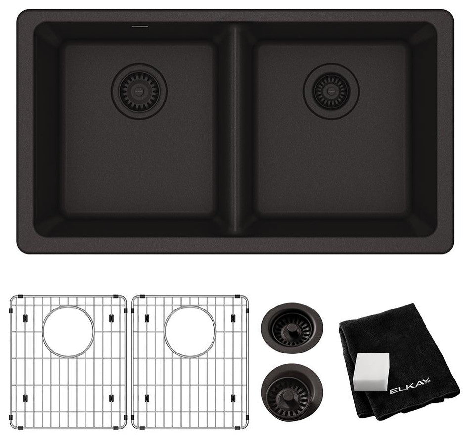 Elkay Quartz Classic 33" Undermount Sink Kit, Black