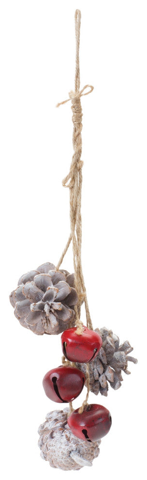 Bell and Pine Cone Drop Ornament, Set of 6