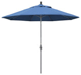 9' Grey Collar Tilt Lift Fiberglass Rib Aluminum Umbrella, Olefin, Frost Blue