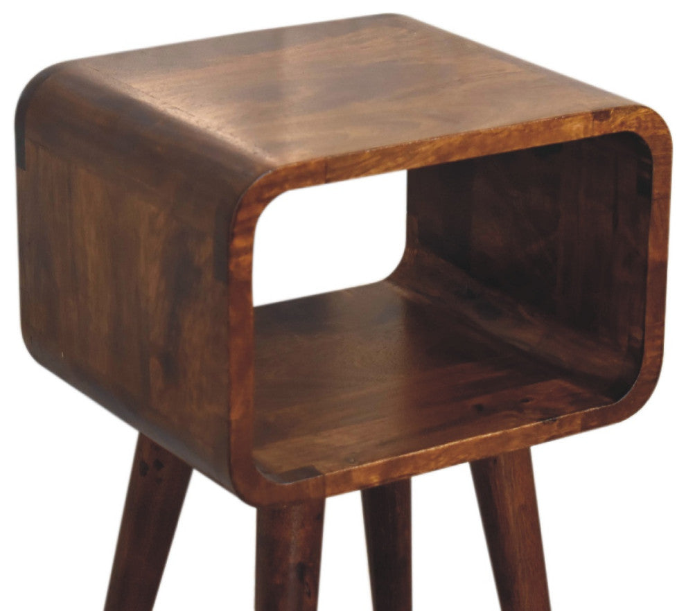 Mini Chestnut Curved Open Nightstand