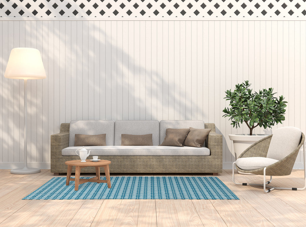 Rattan Geometric Indoor/Outdoor Rug