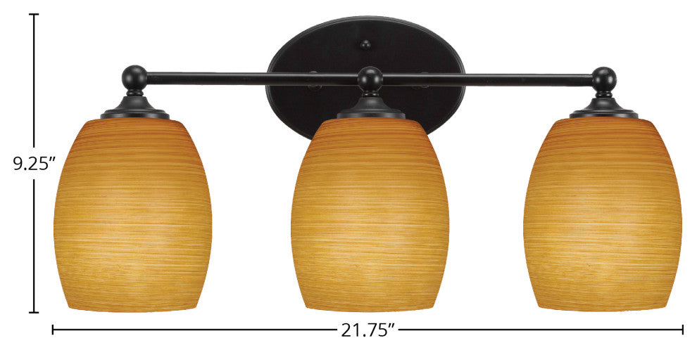 Capri 3-Light Bath Bar, Matte Black/Cayenne Linen