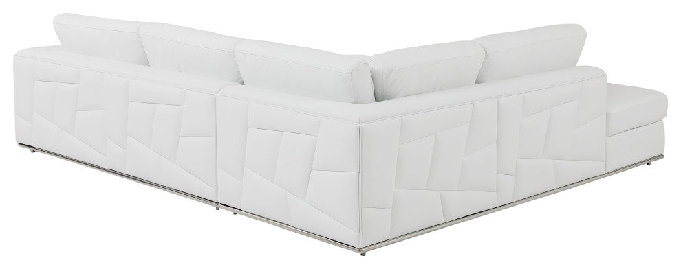 Skylar Genuine Italian Leather Modern Left Arm Facing Chaise Sectional, White