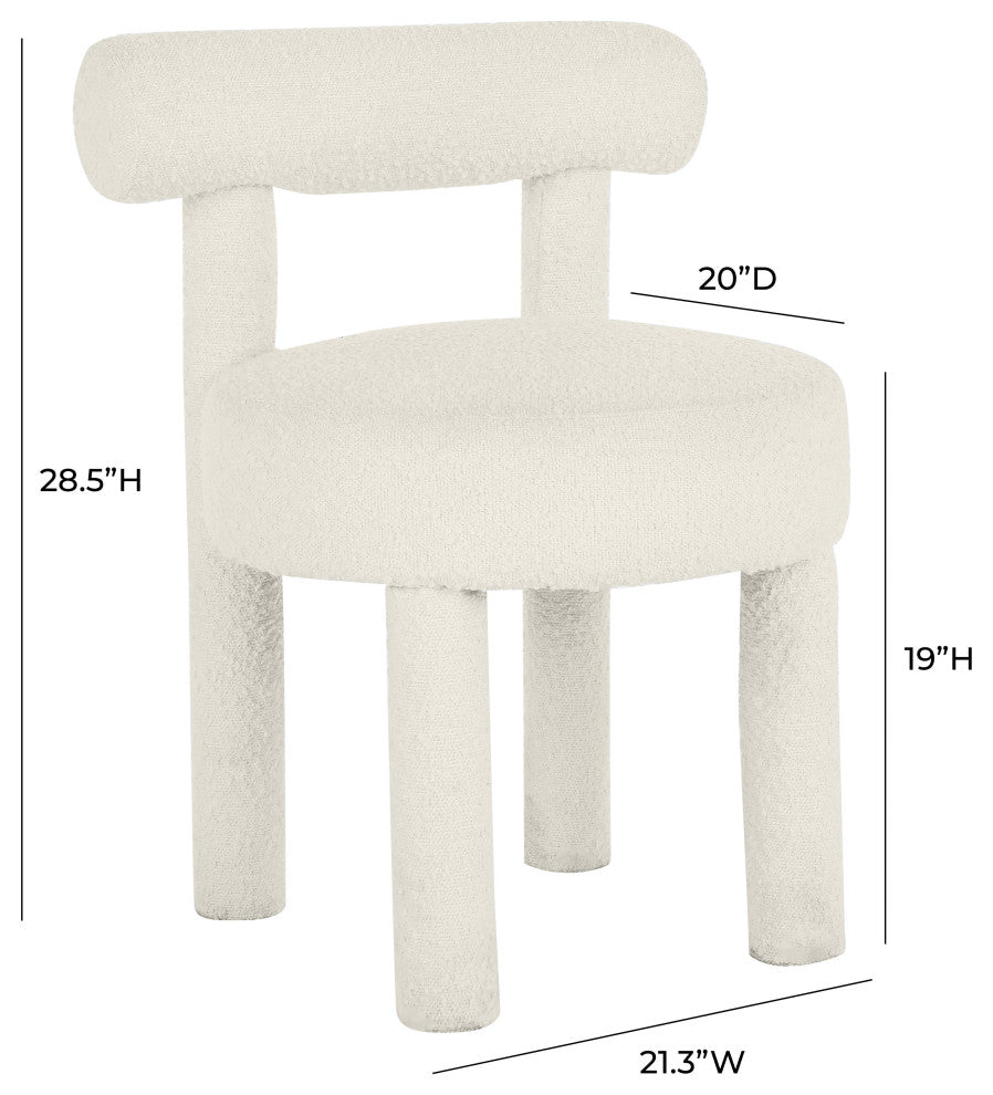 Carmel Dining Chair, Cream Boucle