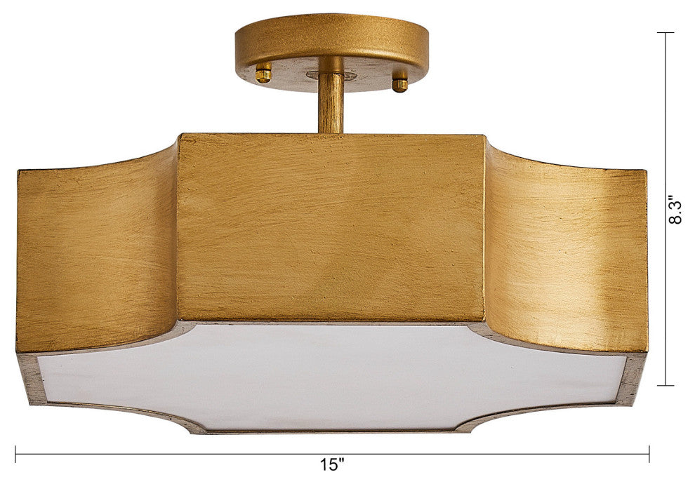 3-Light Modern Gold Semi-Flush Mount Lighting