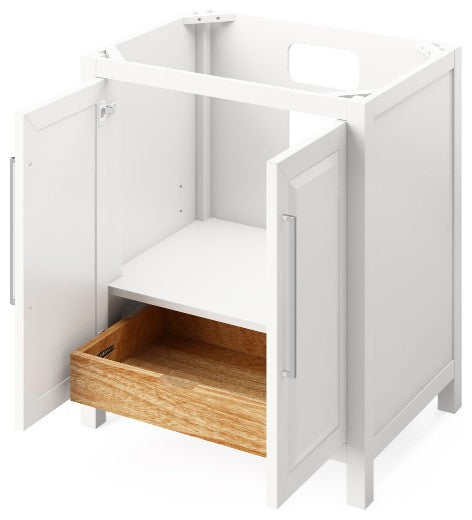 Cade Transitional 30" White Bathroom Vanity, Boulder Cultured Marble Vanity Top