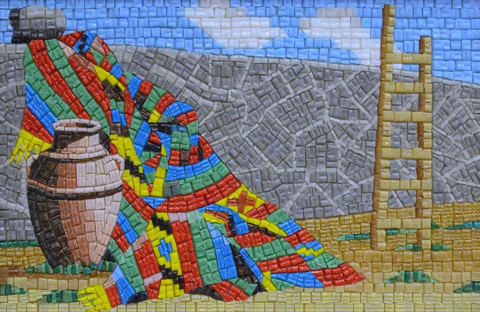 "Babylon" Glass Mosaic Art, 30"x18"