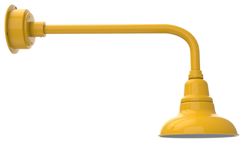 8in.  Yellow Gooseneck Barn Light with Traditional Arm