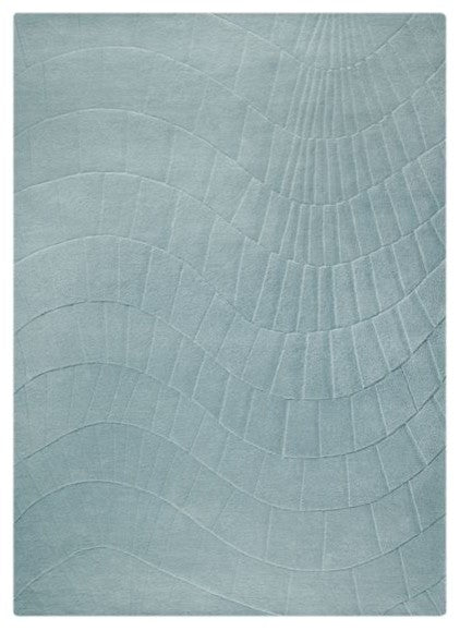 Hand Tufted Aqua Wool Area Rug