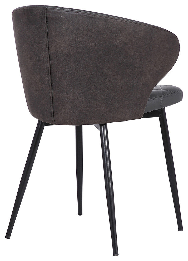 Ava Dining Chair, Black Powder Coated Finish With Brown Velvet, Gray