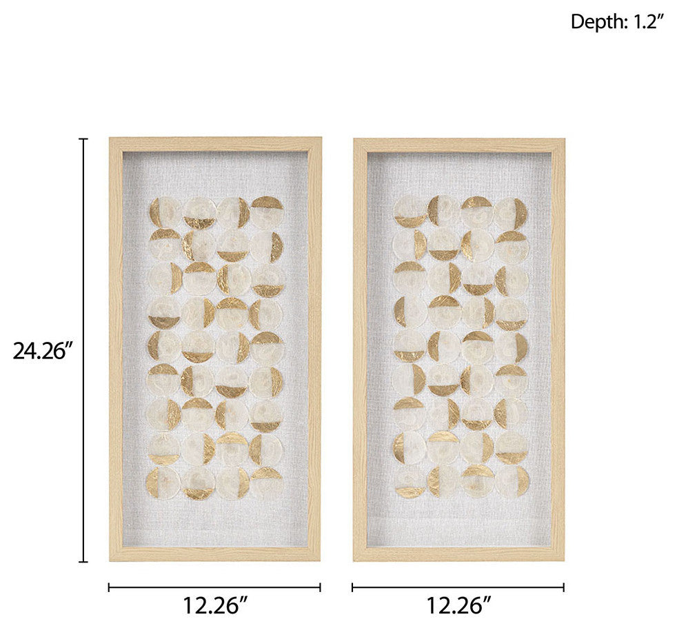 Madison Park Aurelian Emblem Capiz Shells Hand-Painted Detail 2-Piece Wall Decor