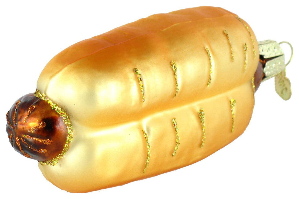 Old World Christmas Glass Blown Hot Dog Hanging Ornament