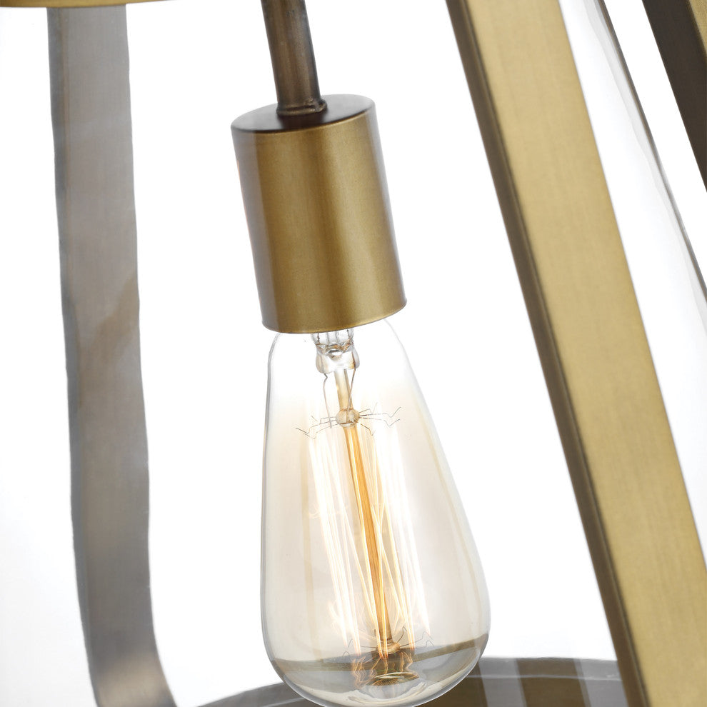 Everett 1-Light 14-Inch Pendant, Natural Brass With Clear Glass