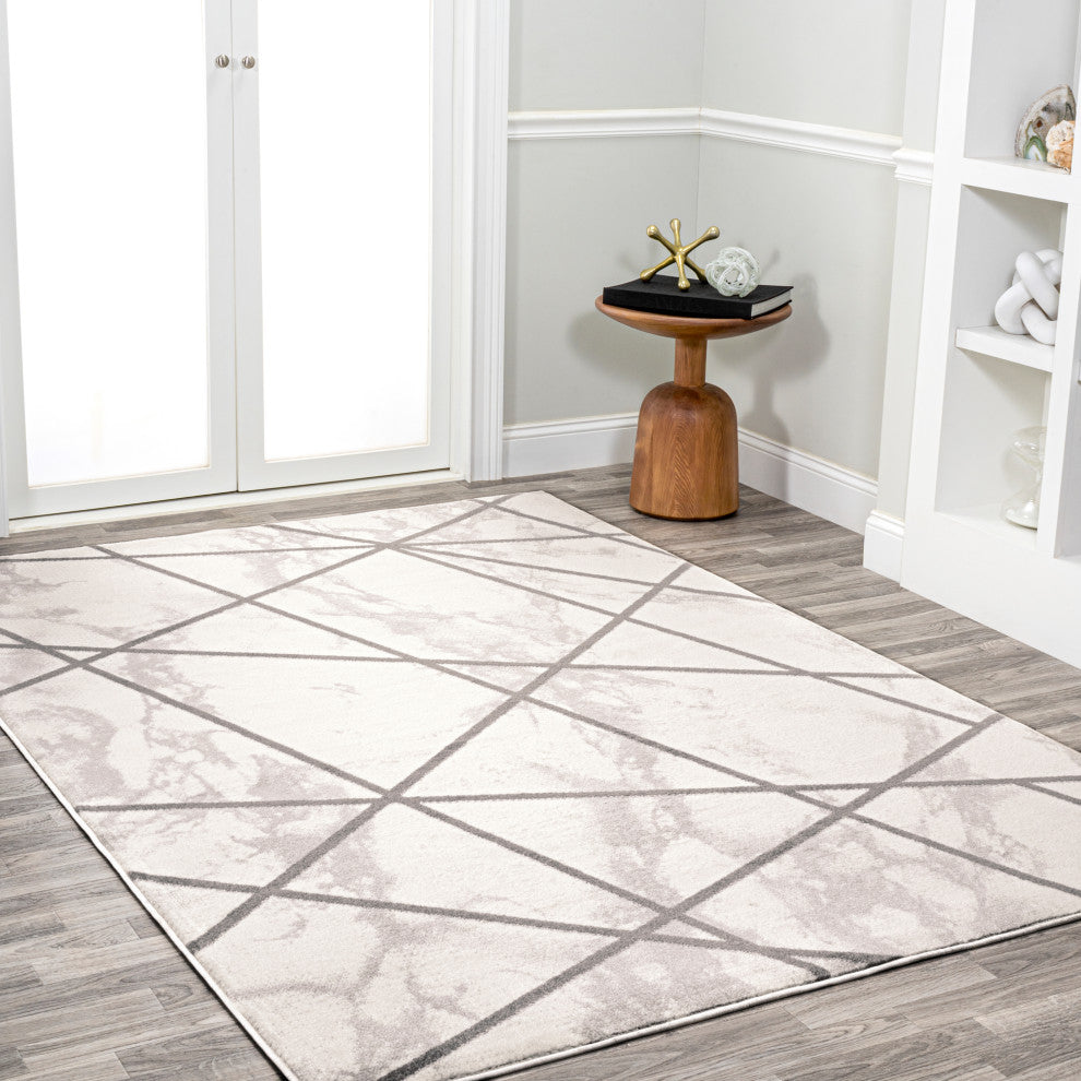 Patras Modern Geometric Marbled Ivory/Gray 8'x10' Area Rug