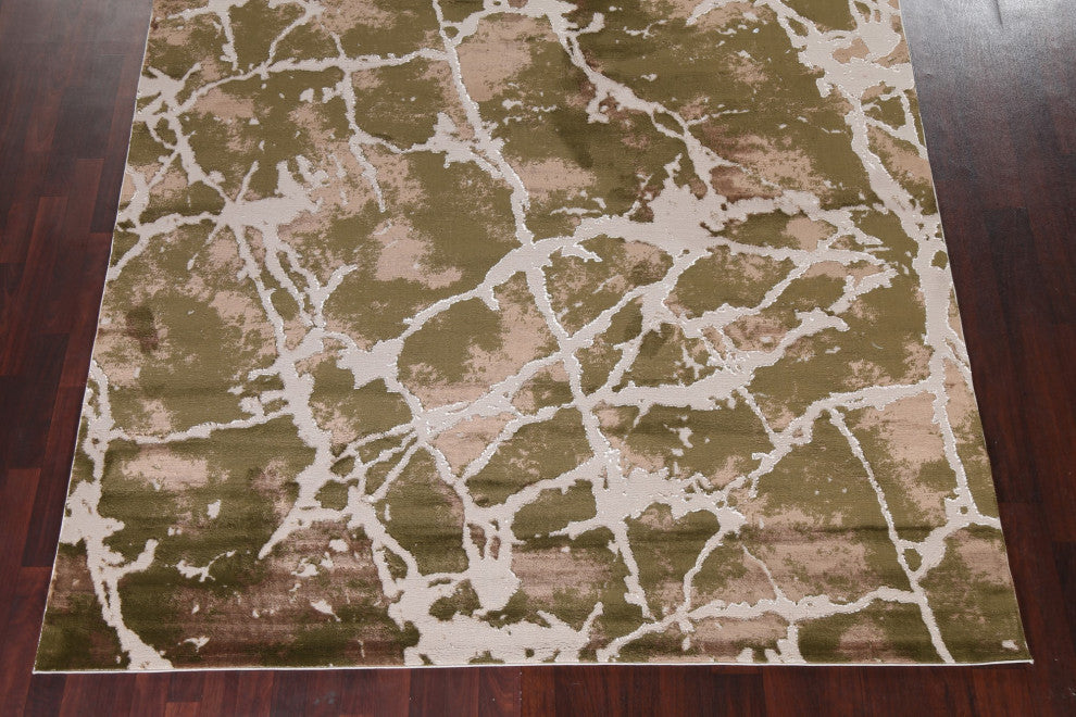 Green Abstract Turkish Transitional Oriental Rug Contemporary Carpet 8x10
