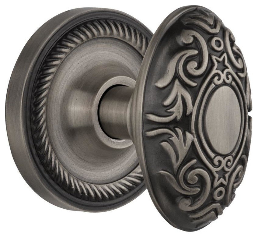 Nostalgic Passage-Rope Rose-Victorian Knob-Antique Pewter, NW-702531