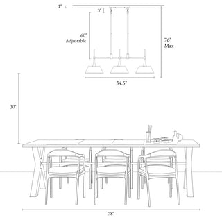 LNC 3-Light Polished Gold and White Modern Linear Kitchen Island Light
