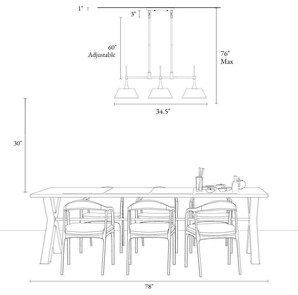 LNC 3-Light Polished Gold and White Modern Linear Kitchen Island Light