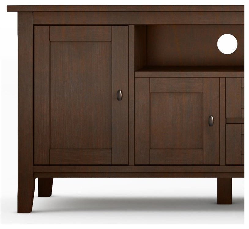 Warm Shaker Solid Wood 72 Inch Tv Media Stand In Russet Brown For Tvs Up To 80"