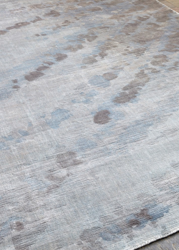 Koda Hand-Loomed Bamboo Silk and Cotton Ink Blue/Multi Area Rug, 10'x14'