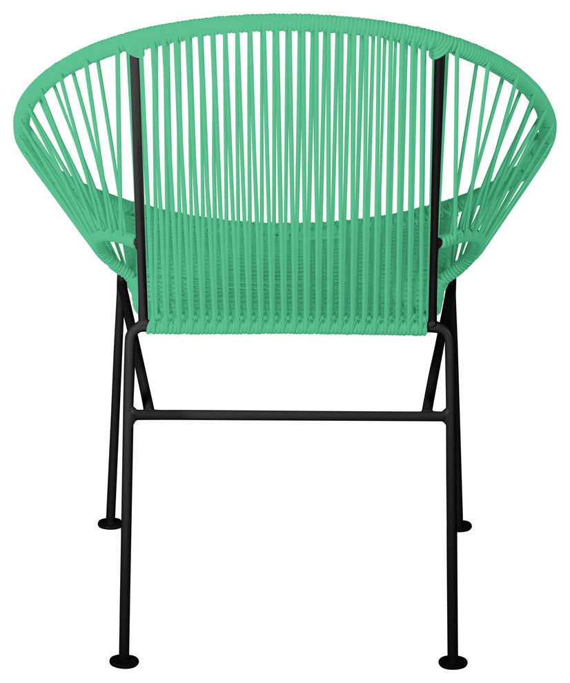 Concha Indoor/Outdoor Handmade Dining Chair, Mint Weave, Black Frame
