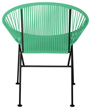 Concha Indoor/Outdoor Handmade Dining Chair, Mint Weave, Black Frame