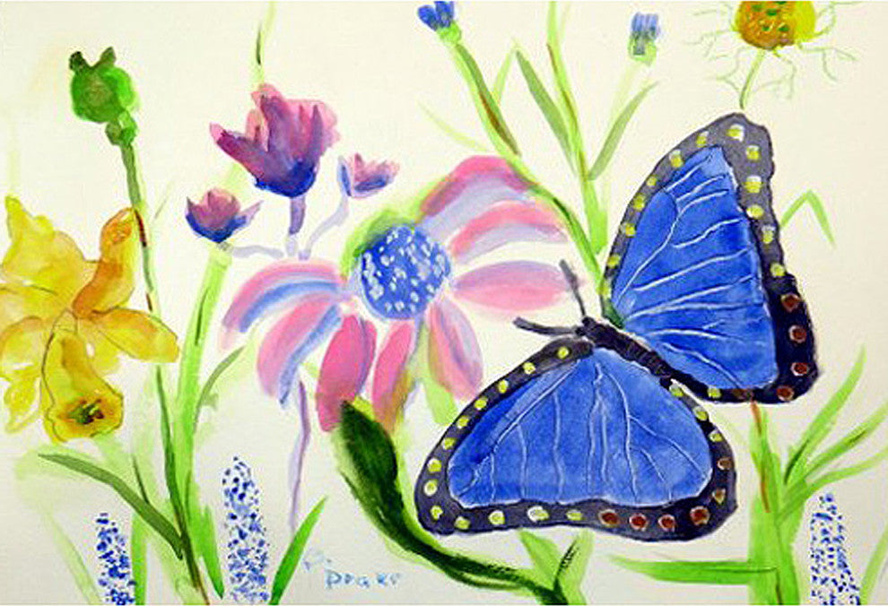 Betsy Drake Betsy's Blue Morpho Outdoor Wall Hanging 24x30