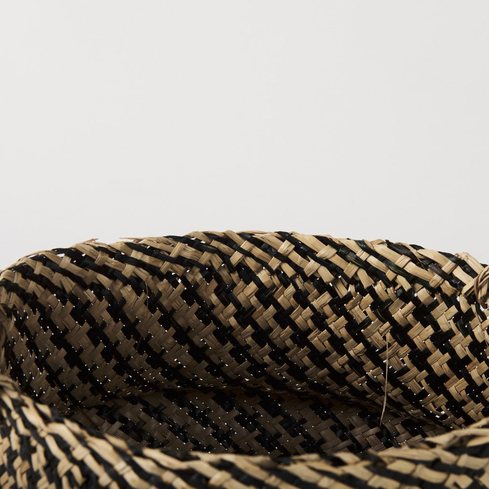 Gaia Light & Dark Brown Cross Patterned Seagrass Baskets, 3-Piece Set
