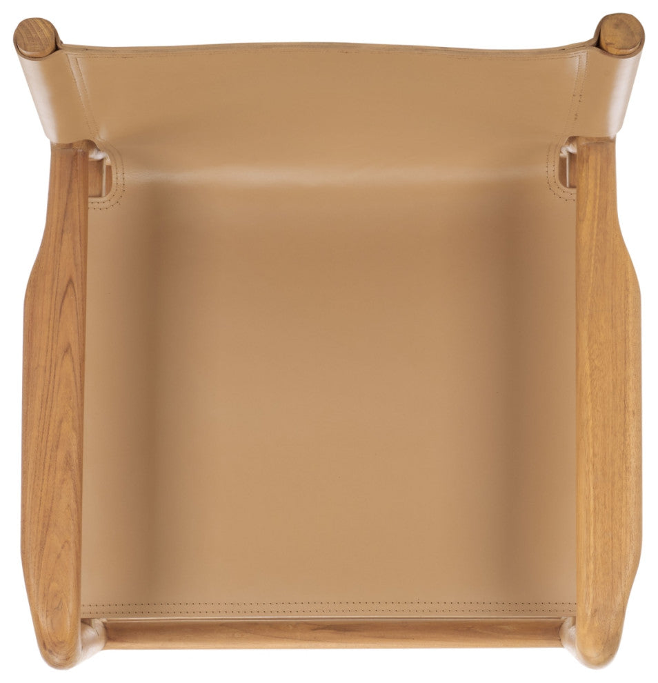 Safavieh Couture Cassaphina Leather Arm Chair, Tan/Natural