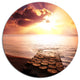 Stunning Beach With Old Bridge, Seashore Round Wall Art, 11"