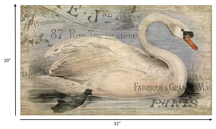 Vintage Look French Swan Large Wall Art