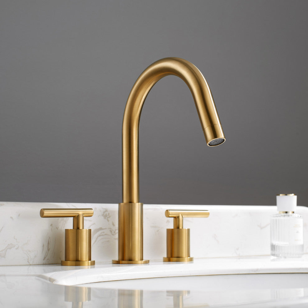 Lodosa Widespread Bathroom Basin Sink Faucet, Brushed Gold