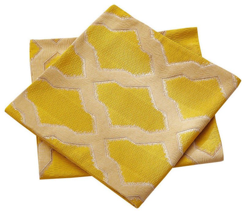Safi Jacquard Lumbar 2 Pieces Pillow Shell Set, Gold, 14"x26"