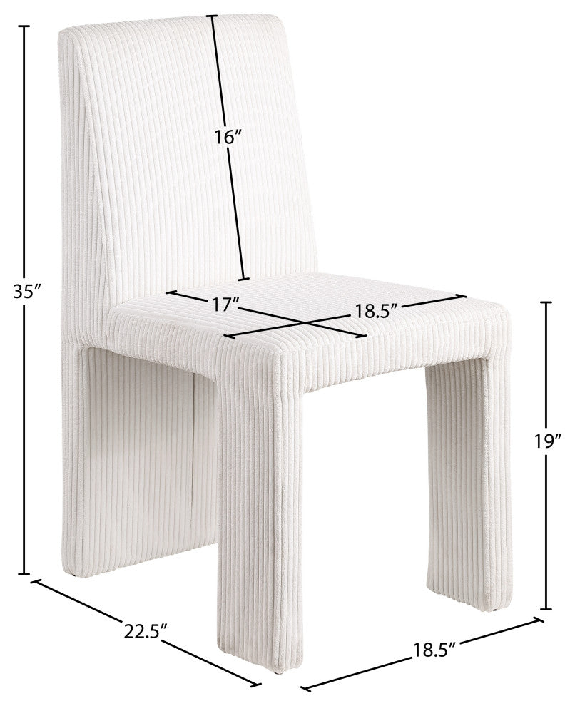 Benson Upholstered Dining Chair, Cream, Microsuede Corduroy