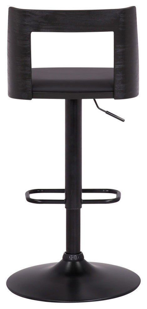 Milan Adjustable Swivel Faux Leather/Wood Barstool, Black